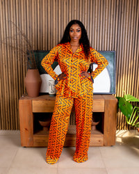 Autumn Chrystal Sleeve PJ Set (Orange)