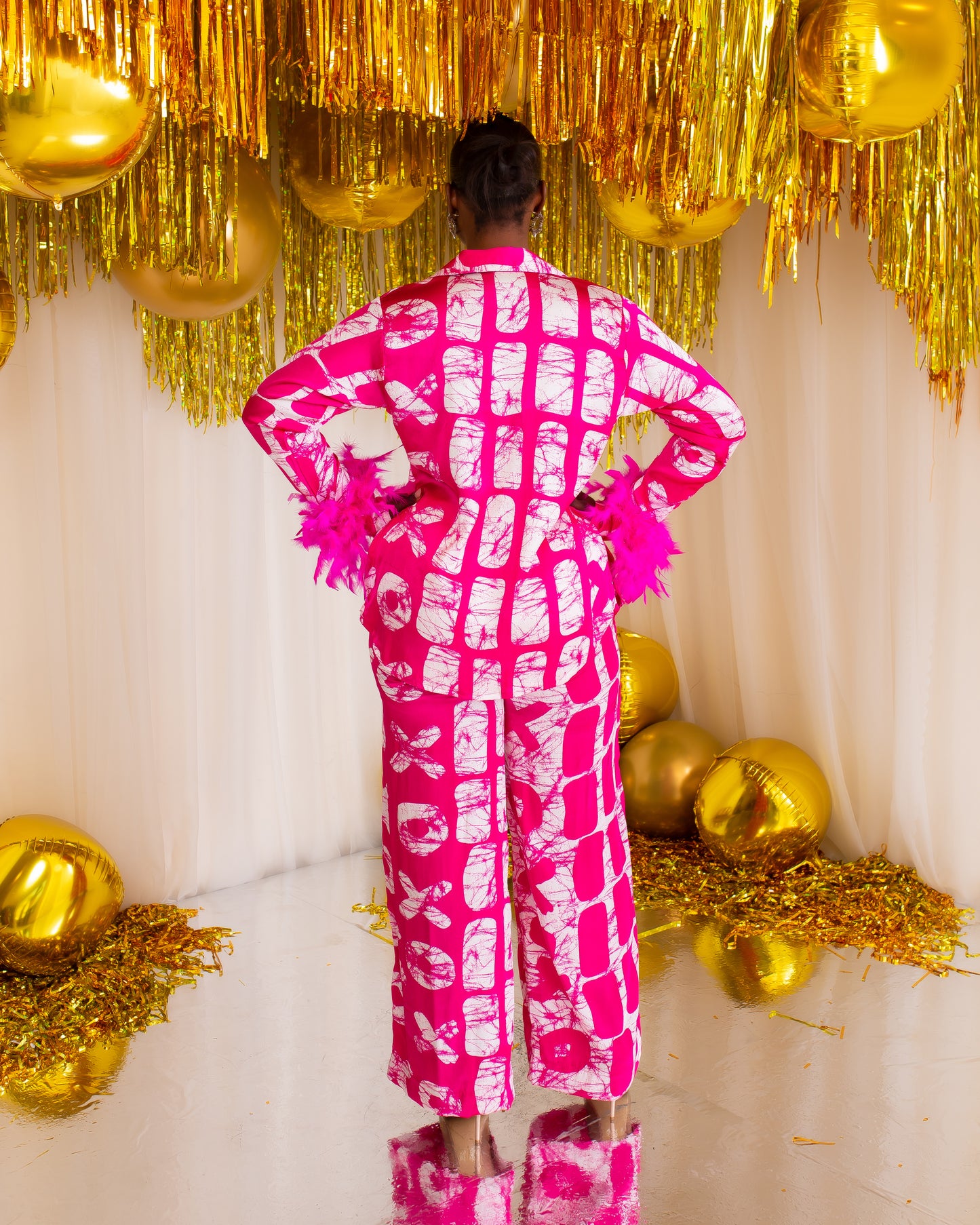 Feather Pj Set (Hot Pink)