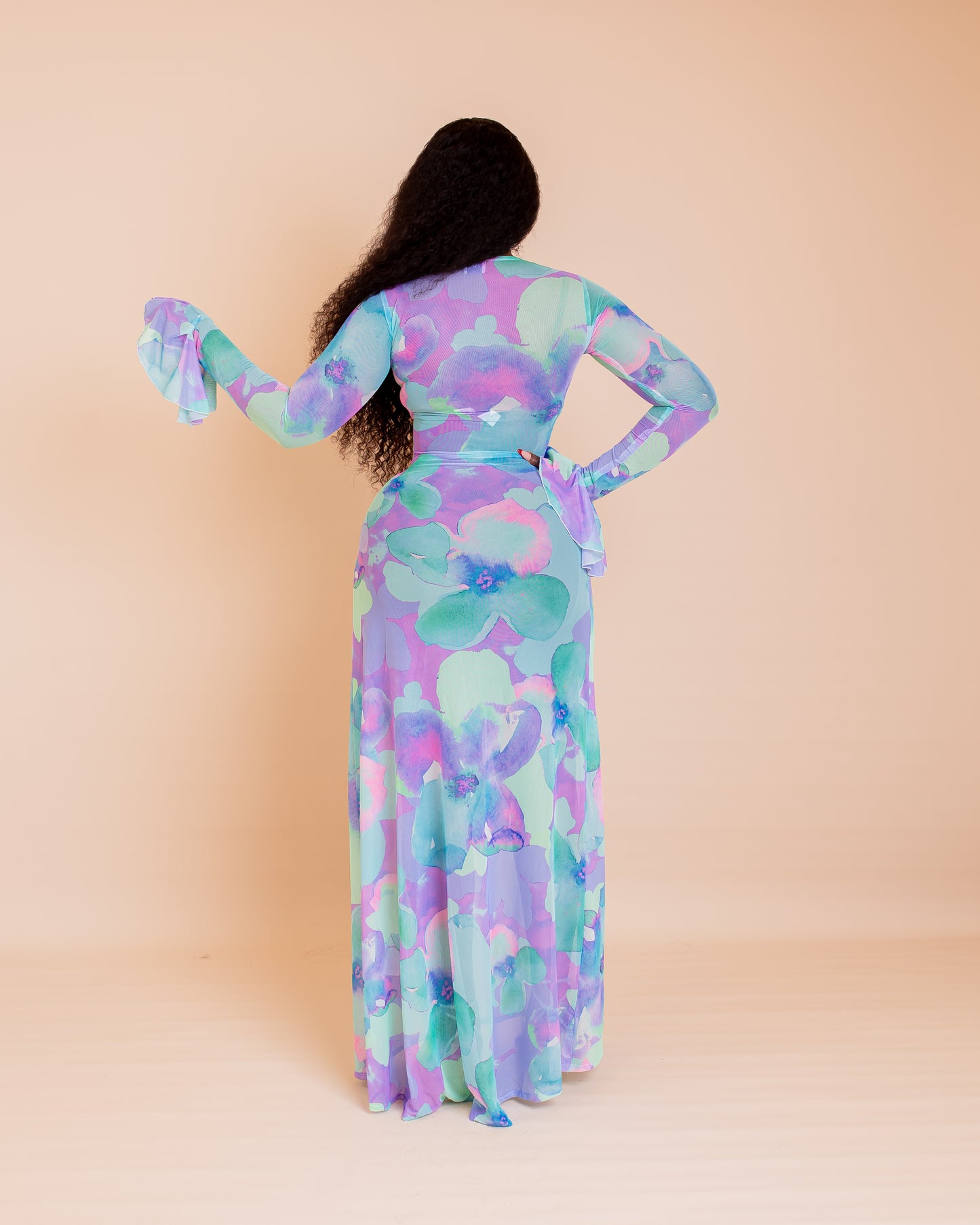 Milan Mesh Dress (Orchid Print )
