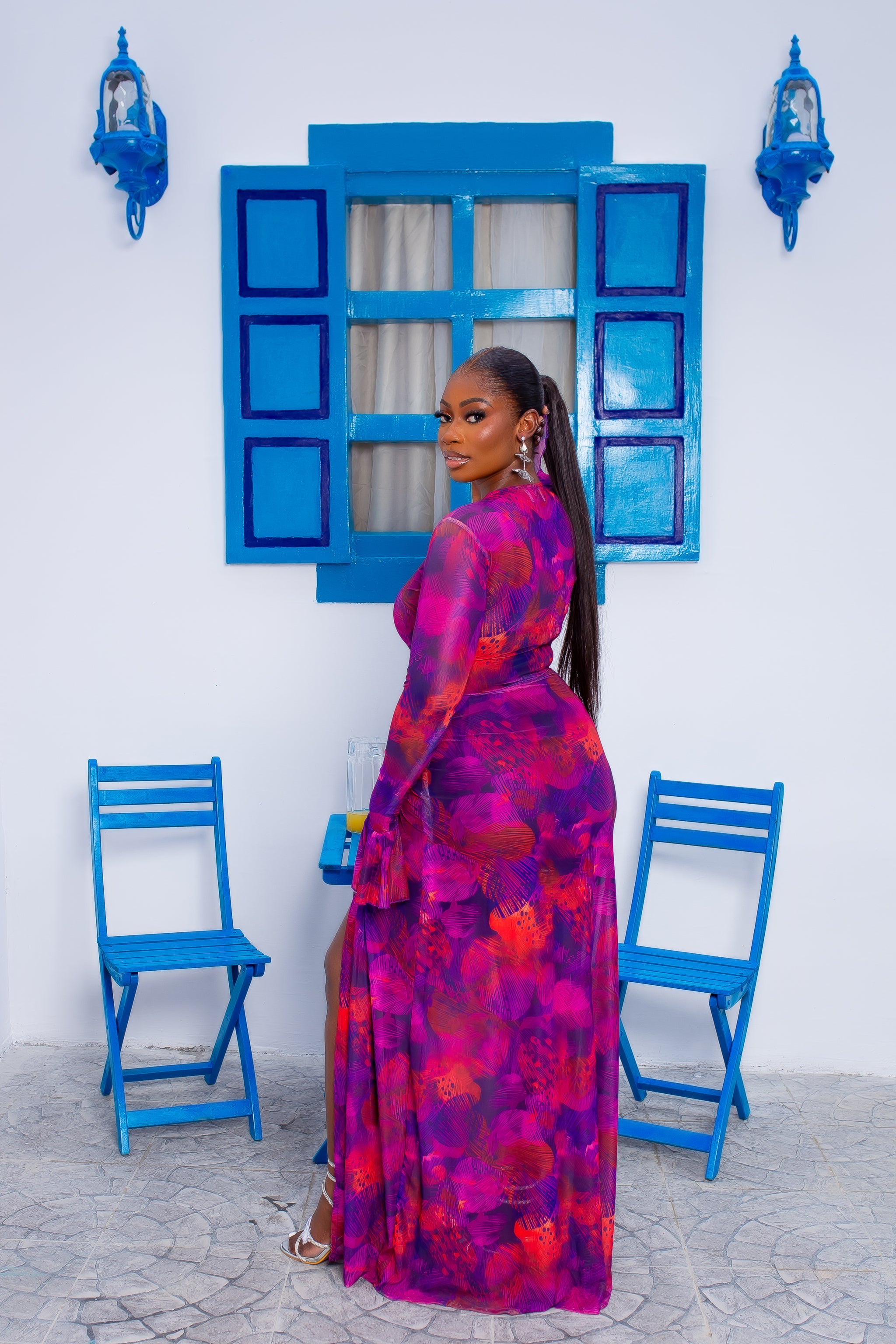 Milan Mesh Dress Purple Haze (Custom Print)