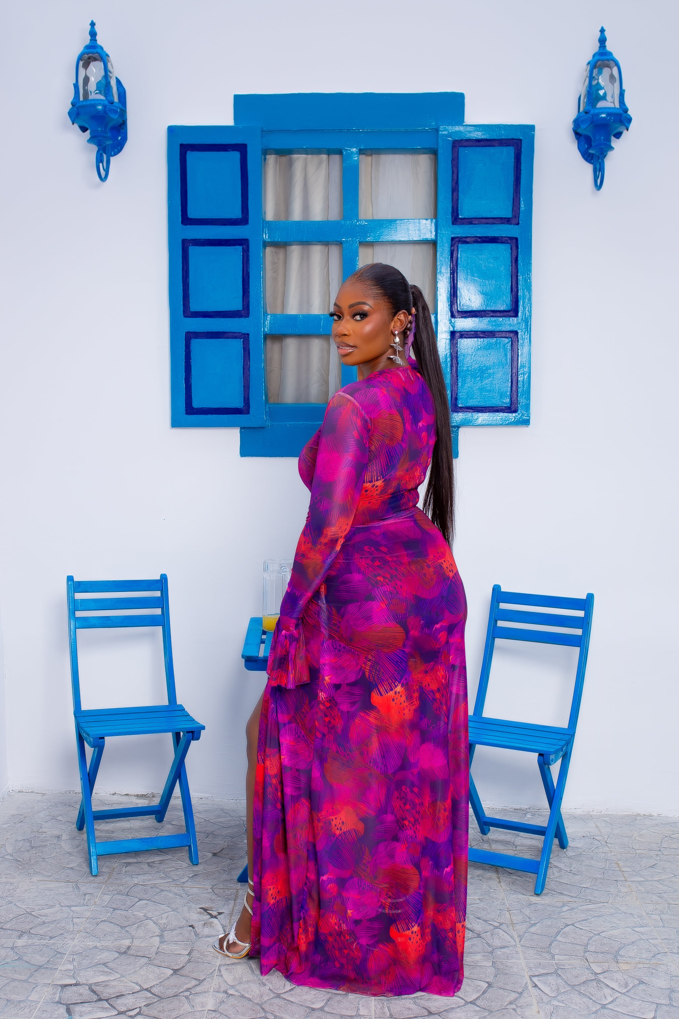 Milan Mesh Dress Purple Haze (Custom Print)