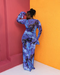 Milan Mesh Dress (Marble Print)