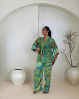 Zoya Kimono Set (Emerald Mosaic Print)