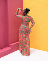 Milan Mesh Dress(Coral Mirage Print)