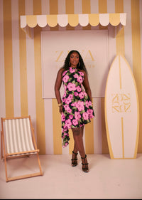 Camille High Low Dress( Floral Eclipse Print)