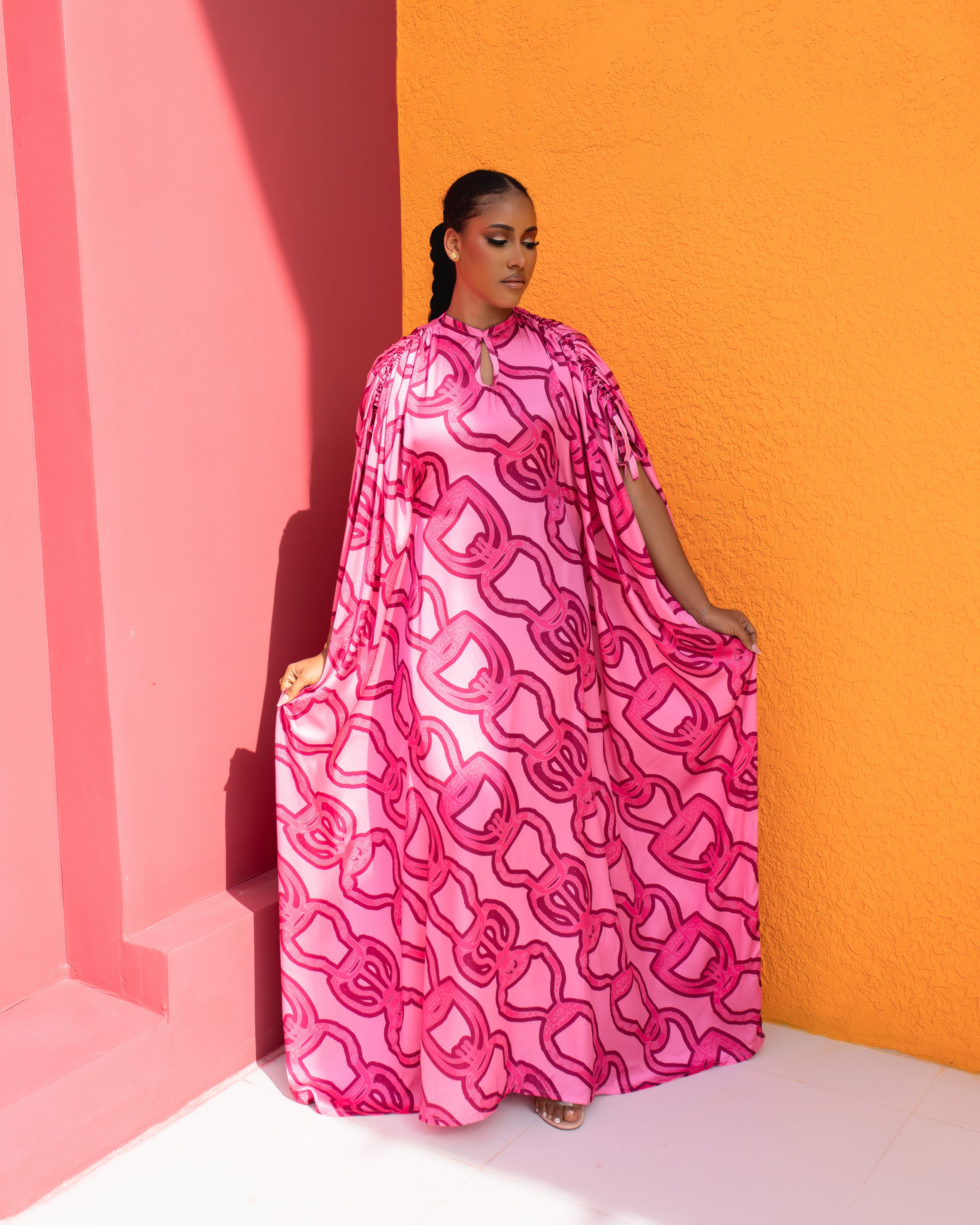 Aminah Silk Bubu(Pink Mosaic Print)