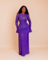 Milan Mesh Dress ( Purple Ziva Print)