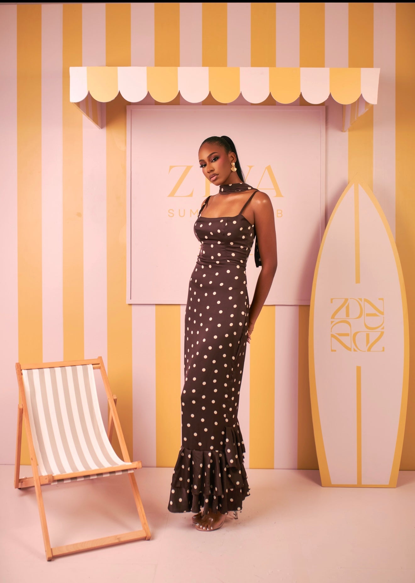 Selene Silk Dress (Mocha Dot Print)