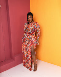 Milan Mesh Dress (Terra Mosaic Print)