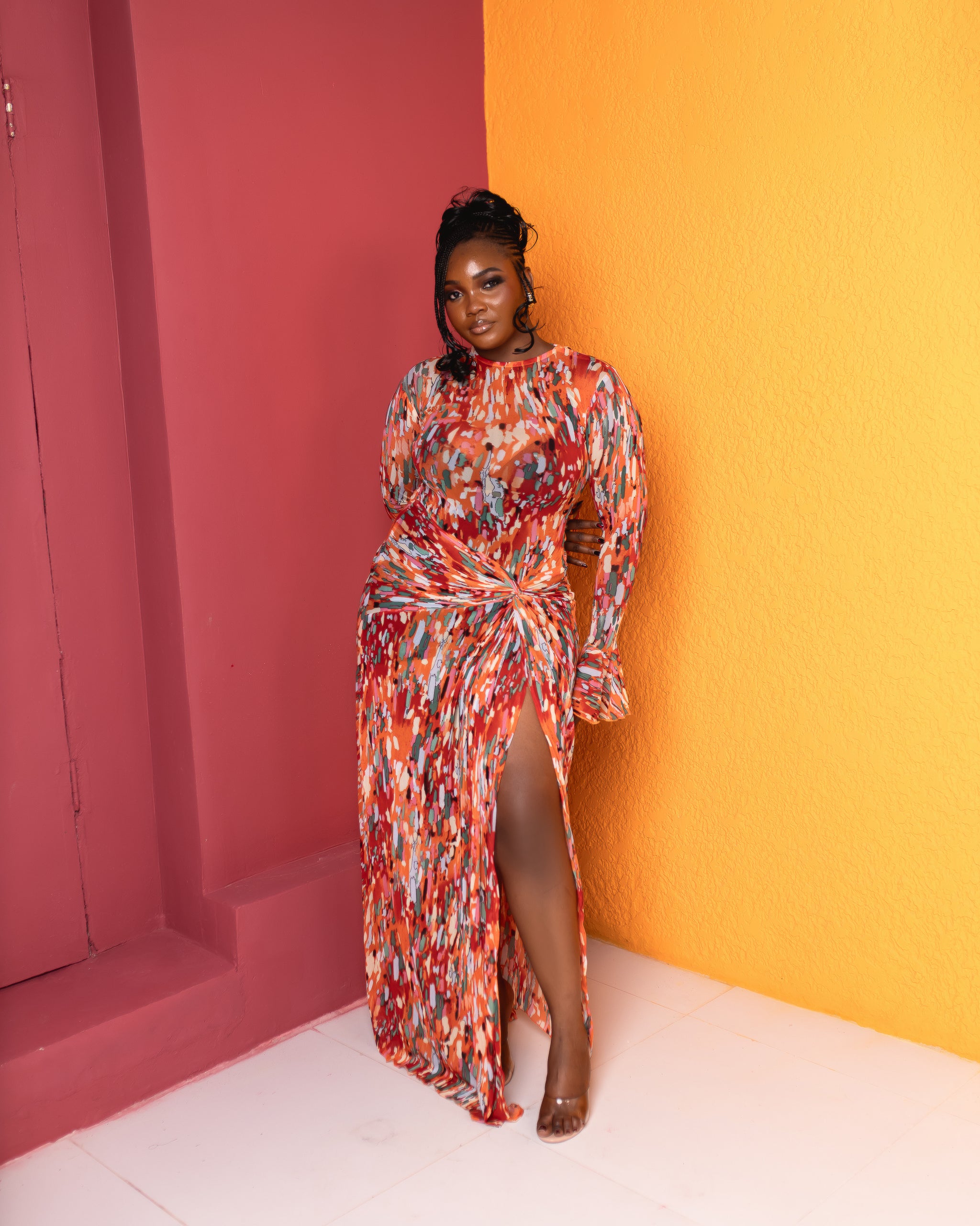 Milan Mesh Dress (Terra Mosaic Print)