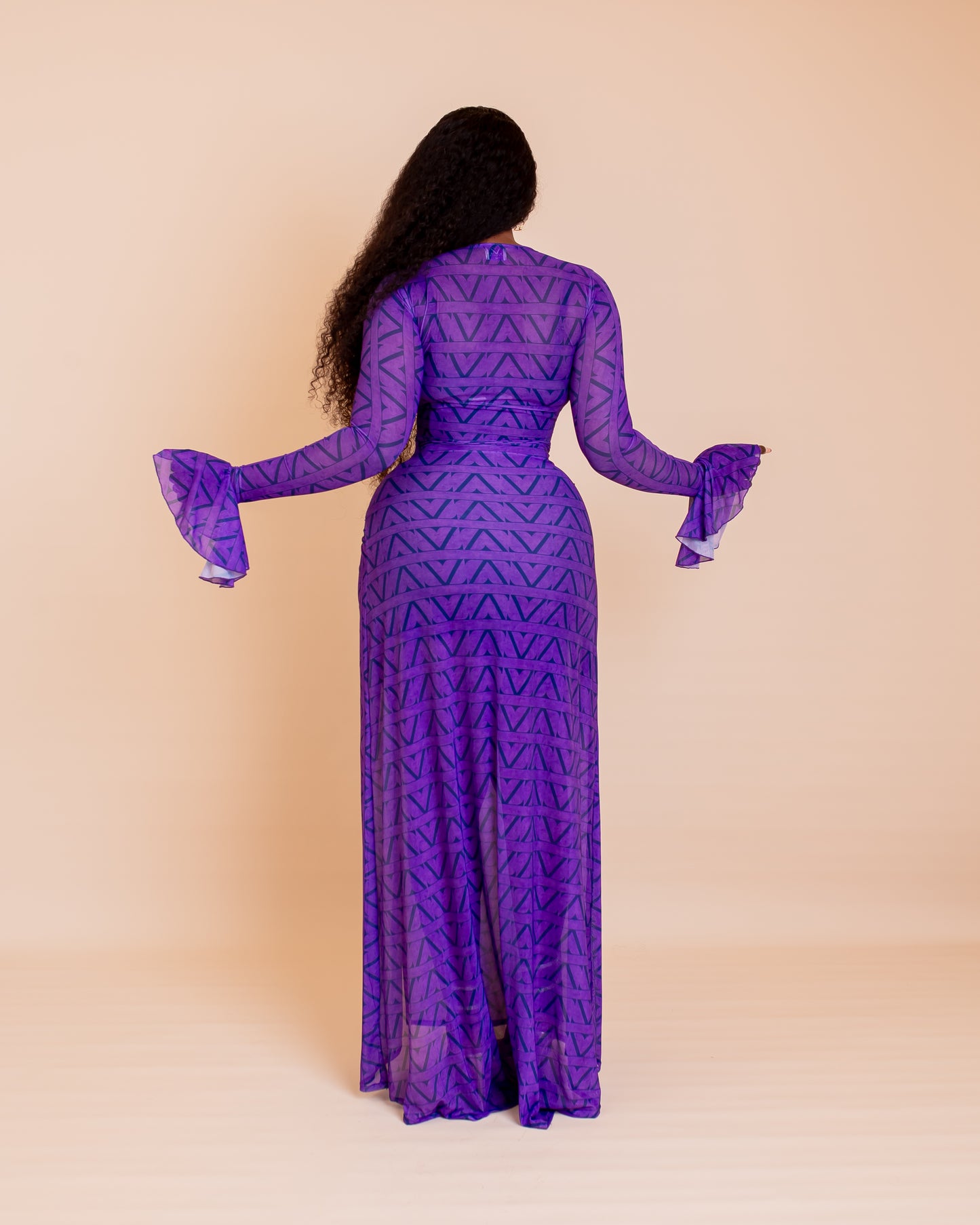 Milan Mesh Dress ( Purple Ziva Print)