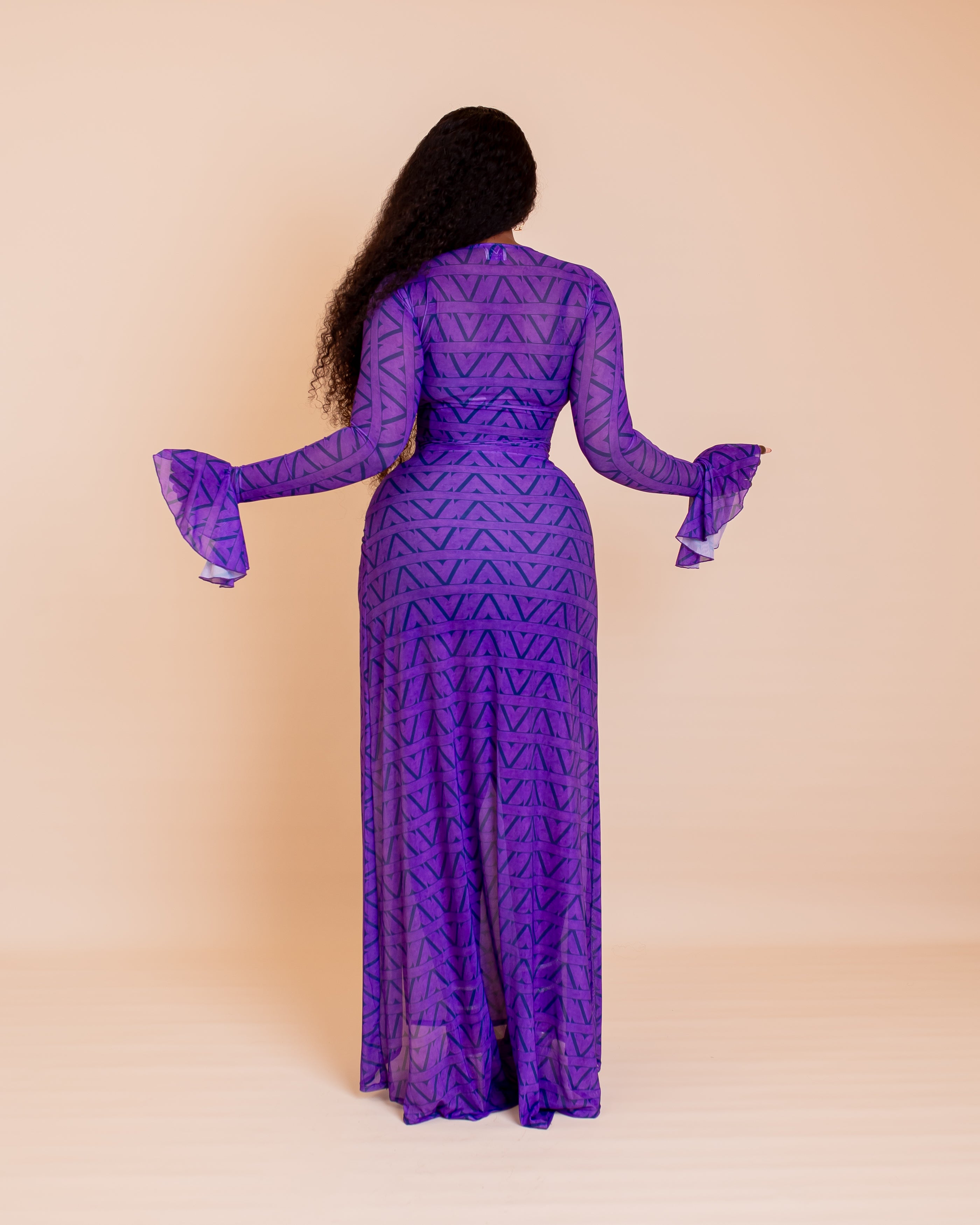 Milan Mesh Dress ( Purple Ziva Print)