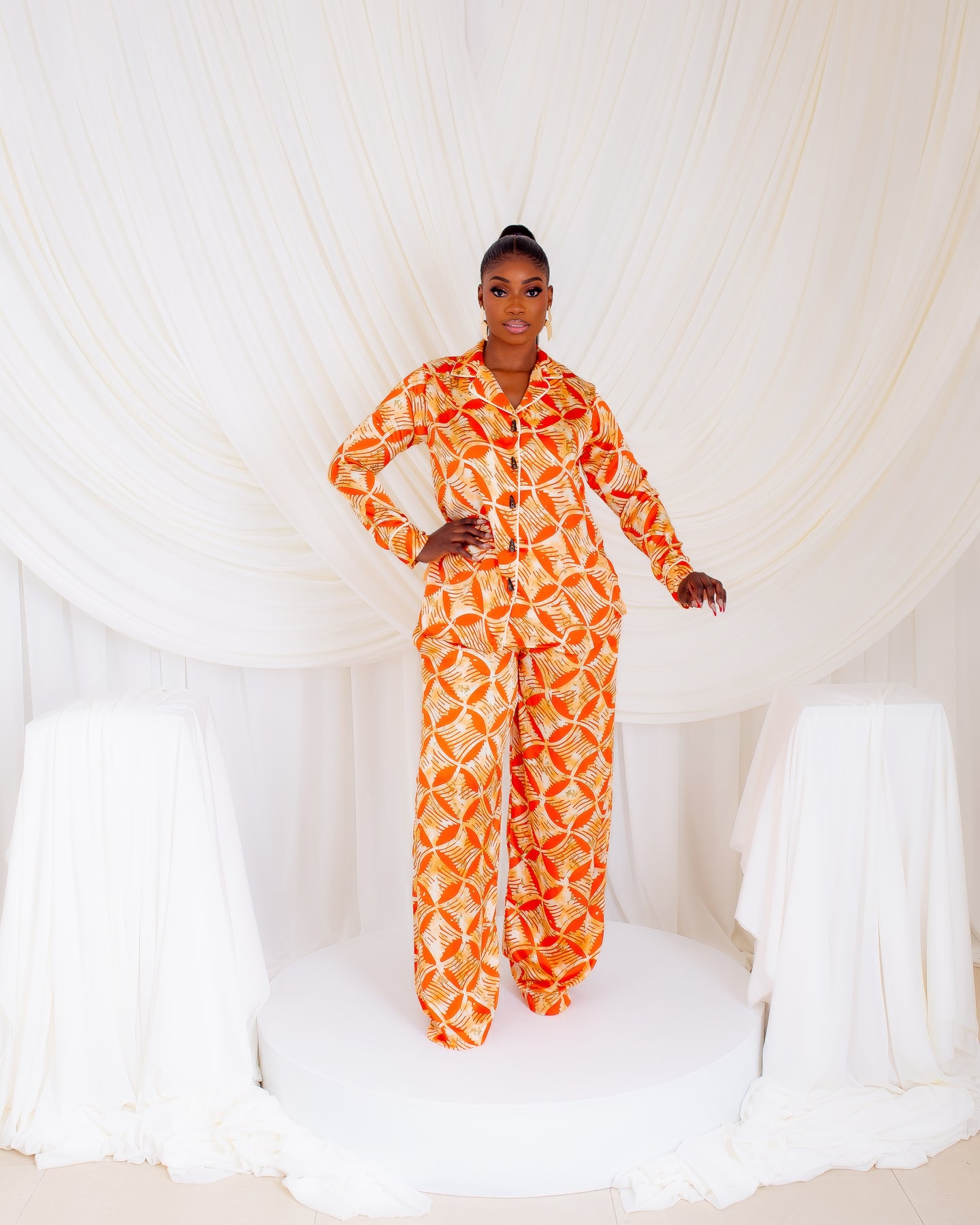Silk Pj Set (Orange Bells)
