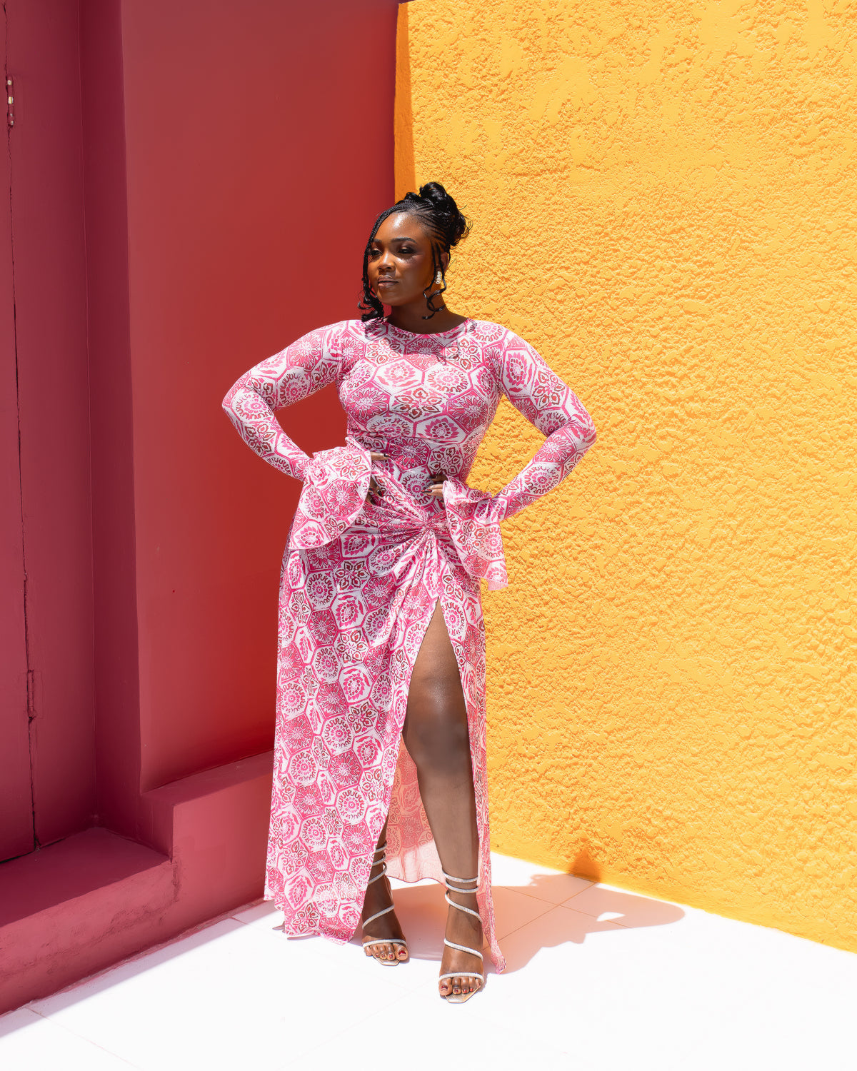 Milan Mesh Dress (Rose Mosaic Print)