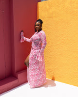 Milan Mesh Dress (Rose Mosaic Print)