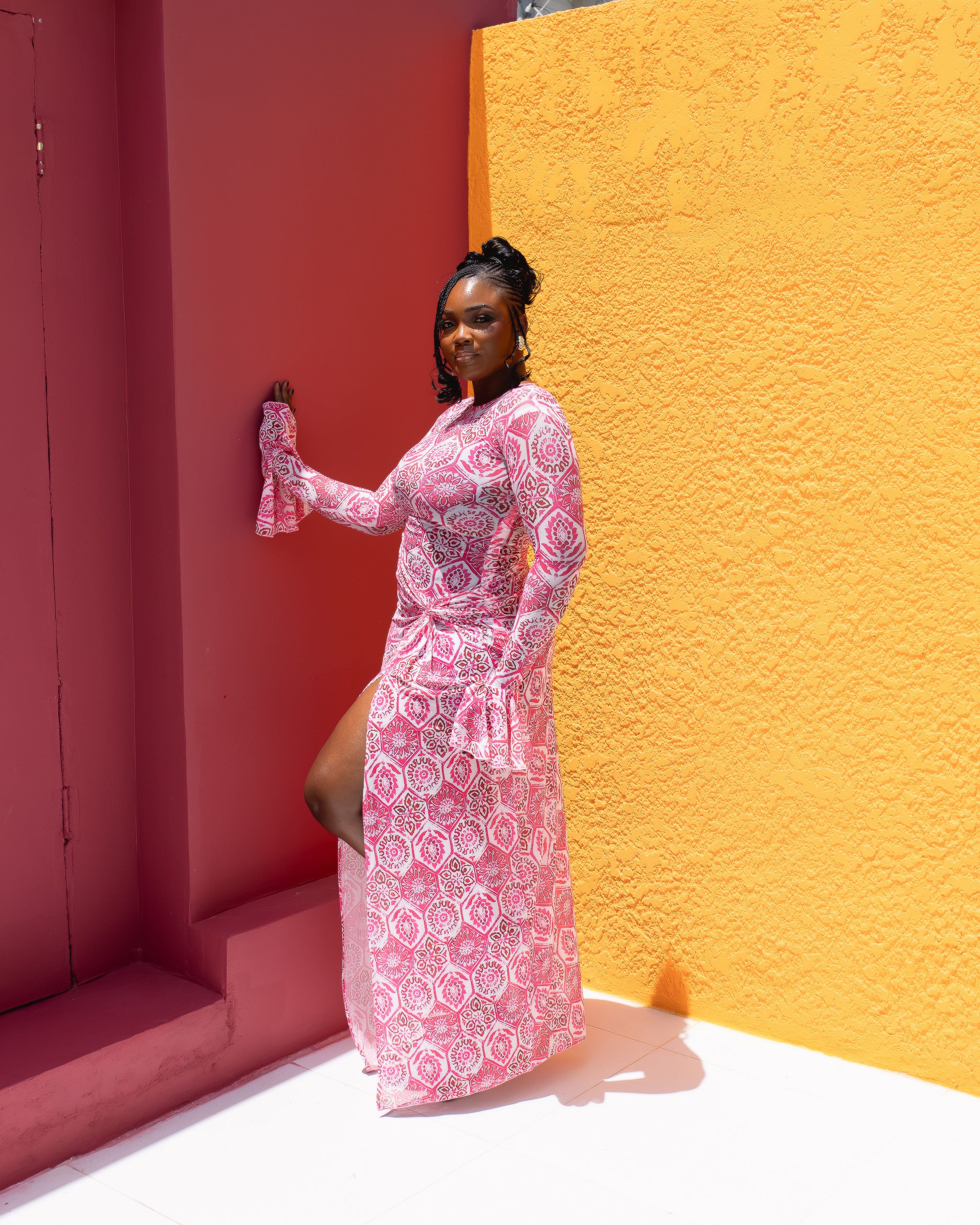 Milan Mesh Dress (Rose Mosaic Print)