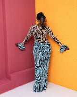 Milan Mesh Dress (Aqua Zebra Print)
