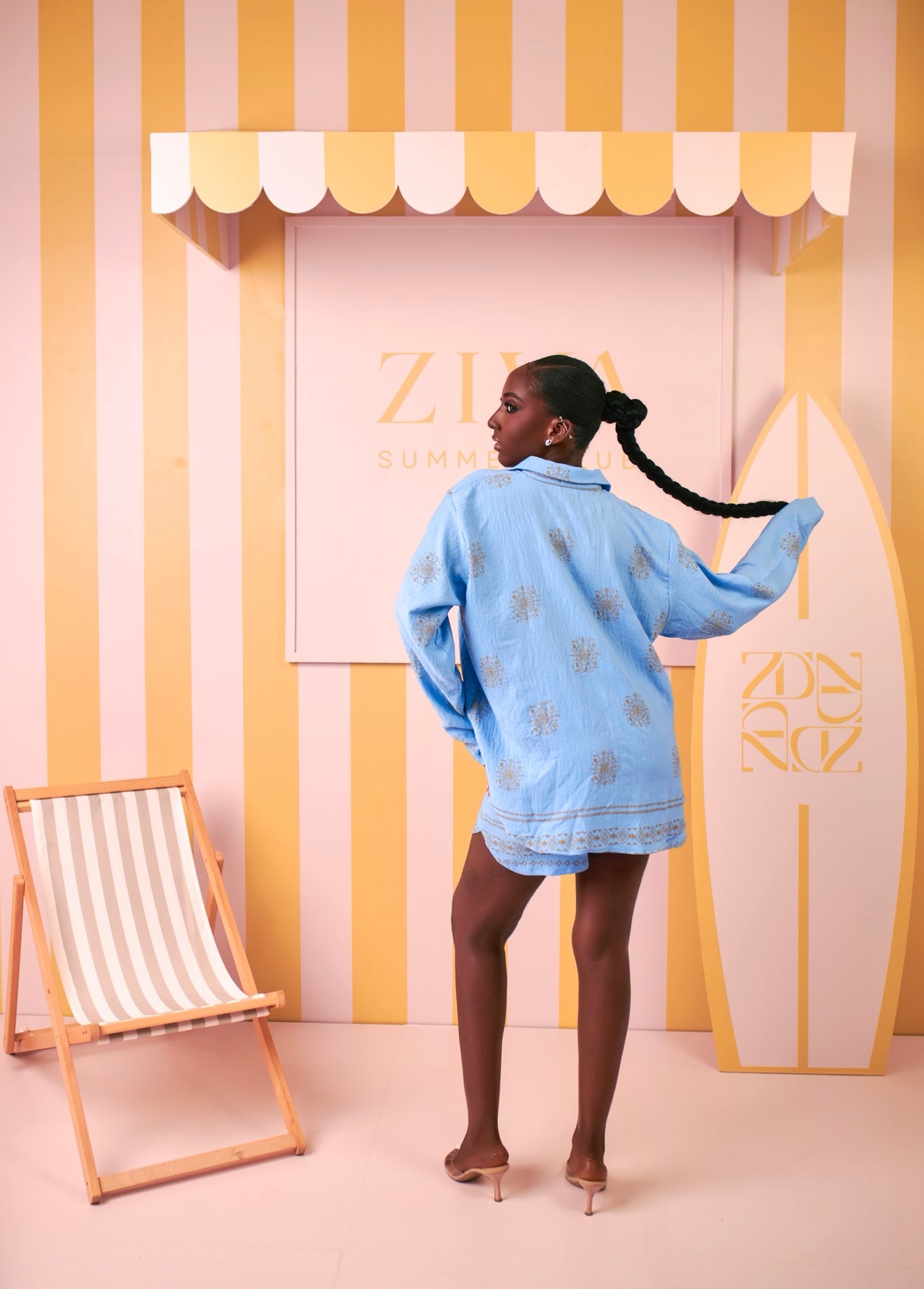 Tia Linen Short set (Sky Bloom Print)