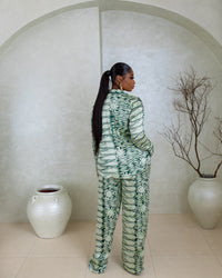 Silk PJ Set (Sage Orbit Print)
