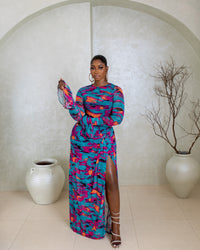 Milan Mesh Dress (Lagoon Mirage Print)