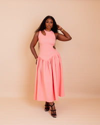 Zaraia Midi Dress (Coral )