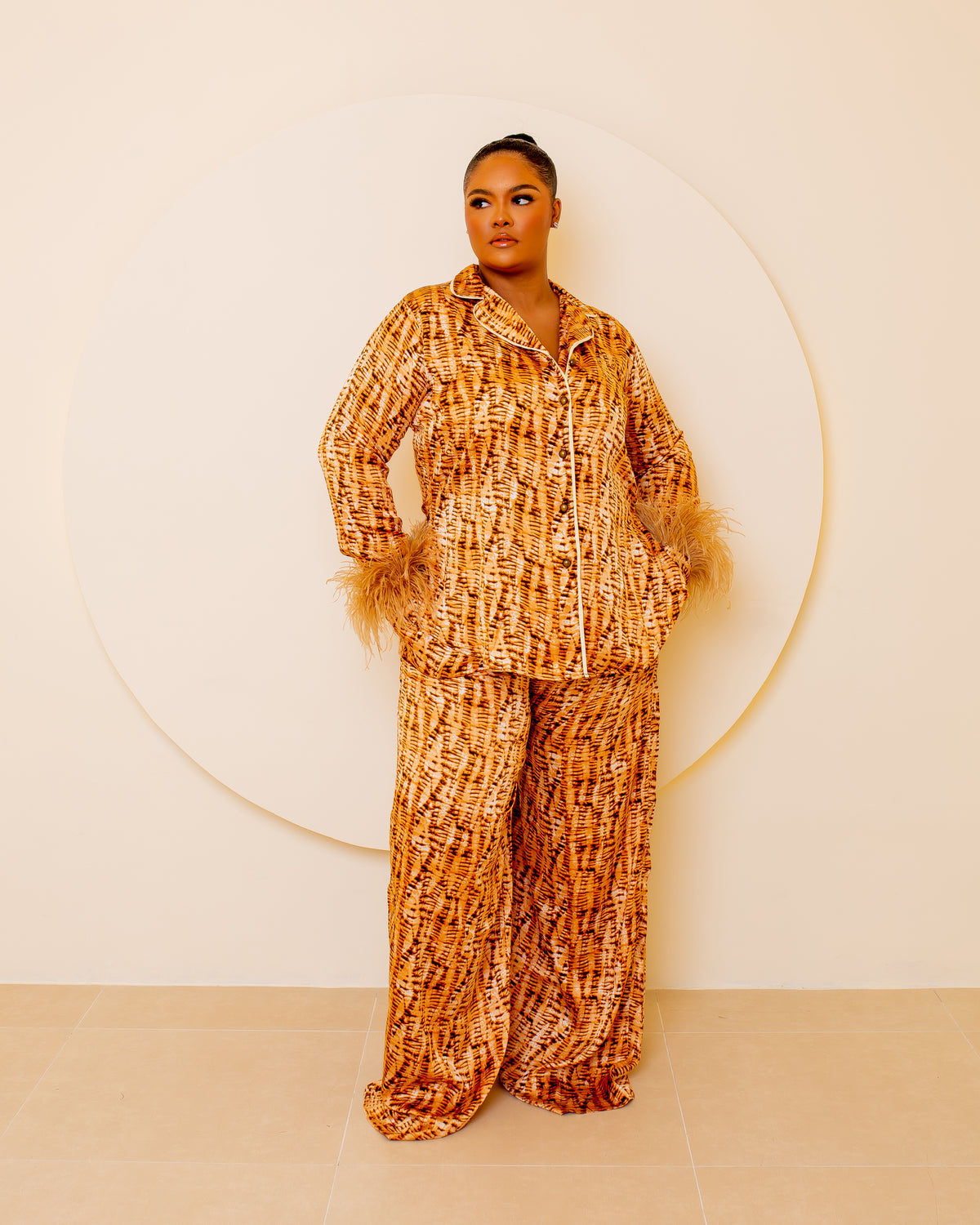 Feather Pj Set (Brown Feathers)