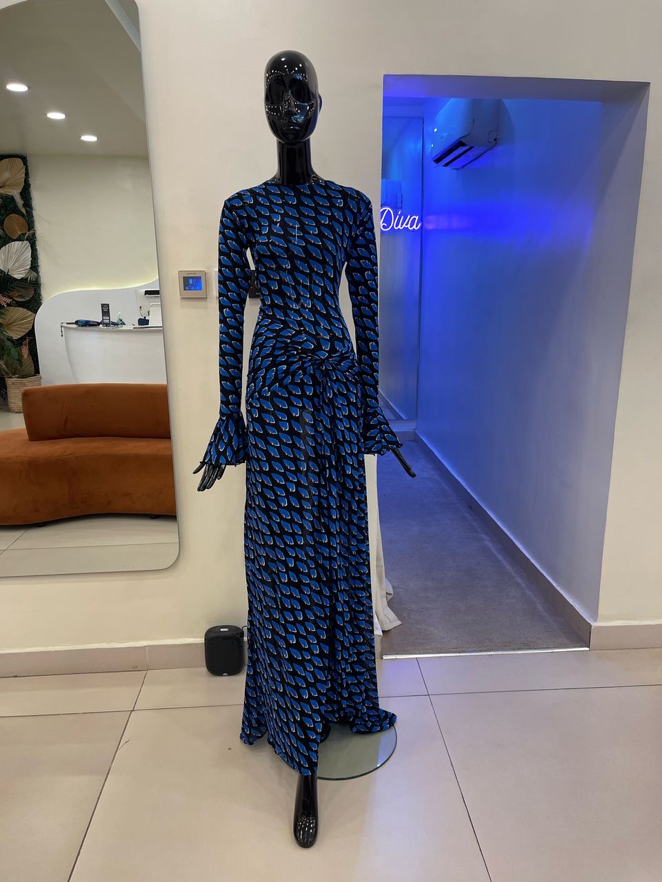 Milan Mesh Dress (Blue/Black)
