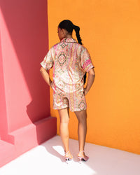 Silk Short Set (Blush Bazaar Print)
