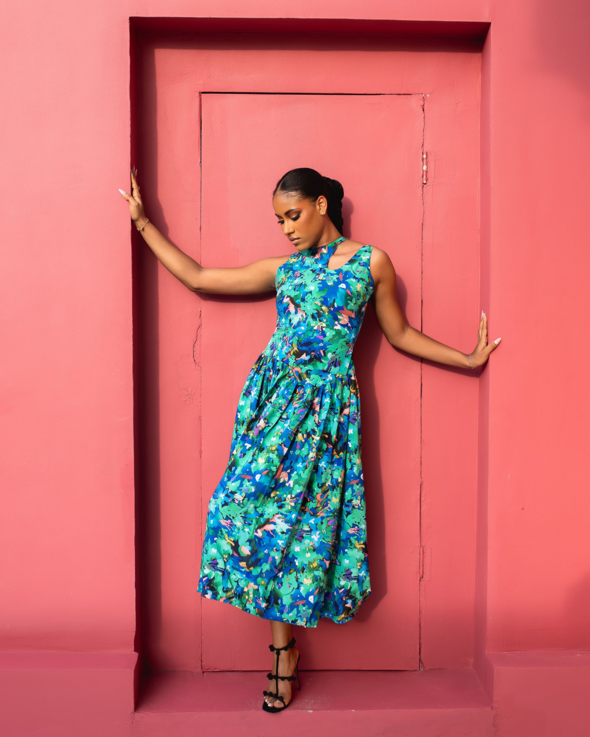 Elena Midi Dress(Laguna Bloom Print)