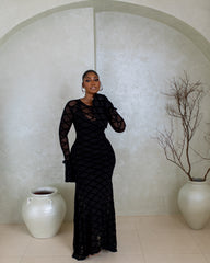 Vienna Mesh Dress-(Noir Lattice Print)