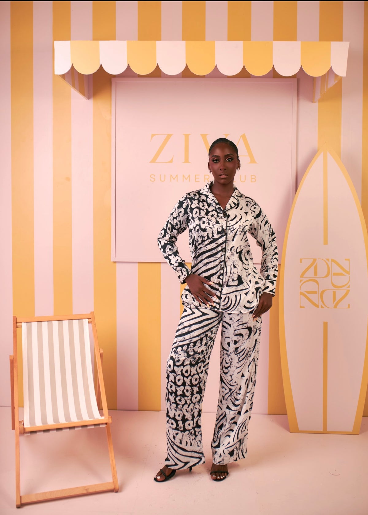 Silk PJ Set (Monochrome Muse Print)