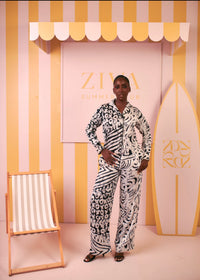 Silk PJ Set (Monochrome Muse Print)