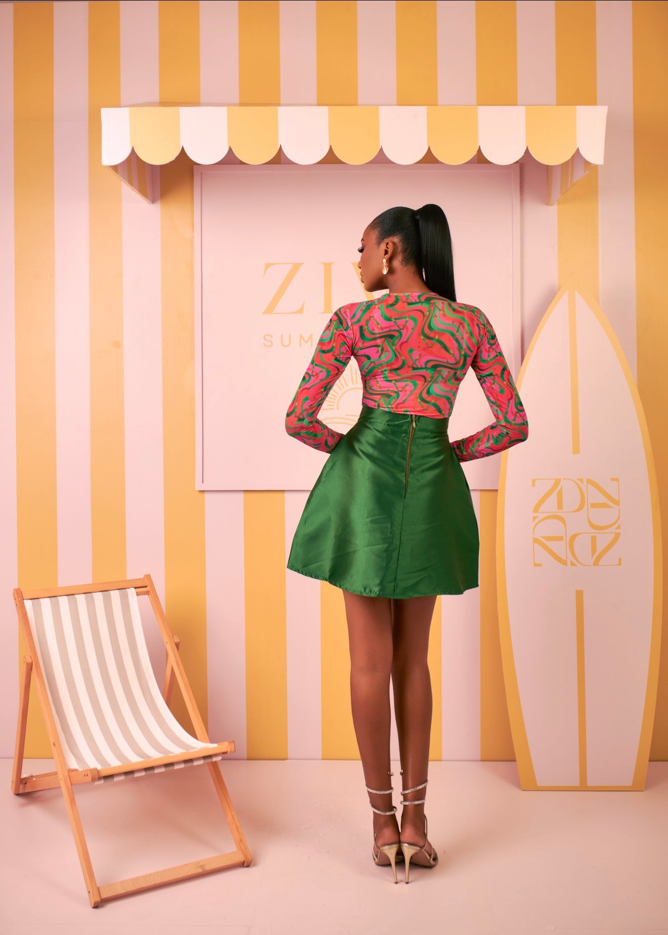 Zahra Mesh Top & Mikado Skirt(Coral Mirage Print)