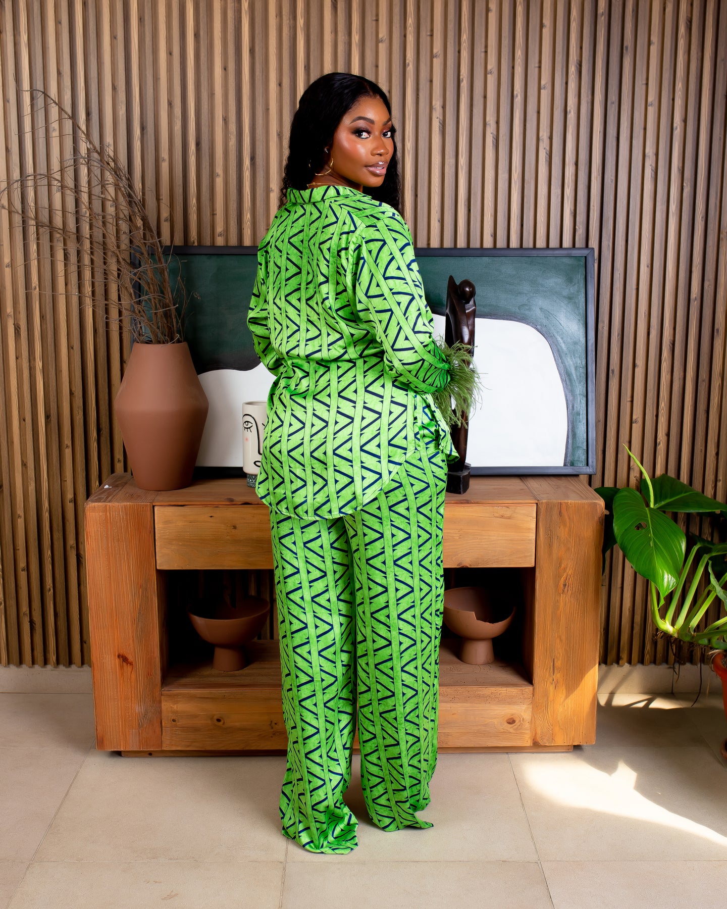Feather Pj Set (Green Feathers)