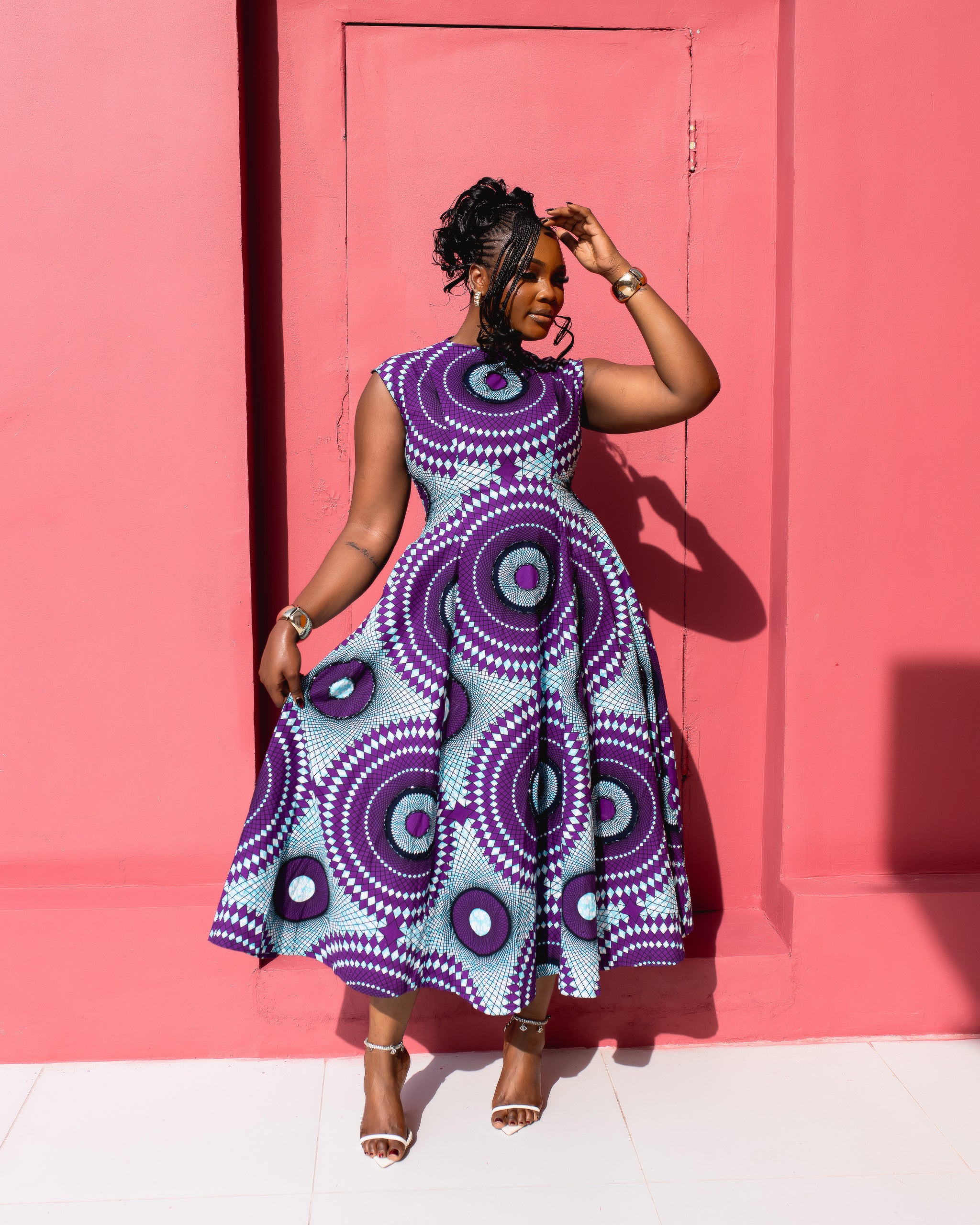 Anire Hand Beaded Ankara Dress(Royal Eclipse Print)