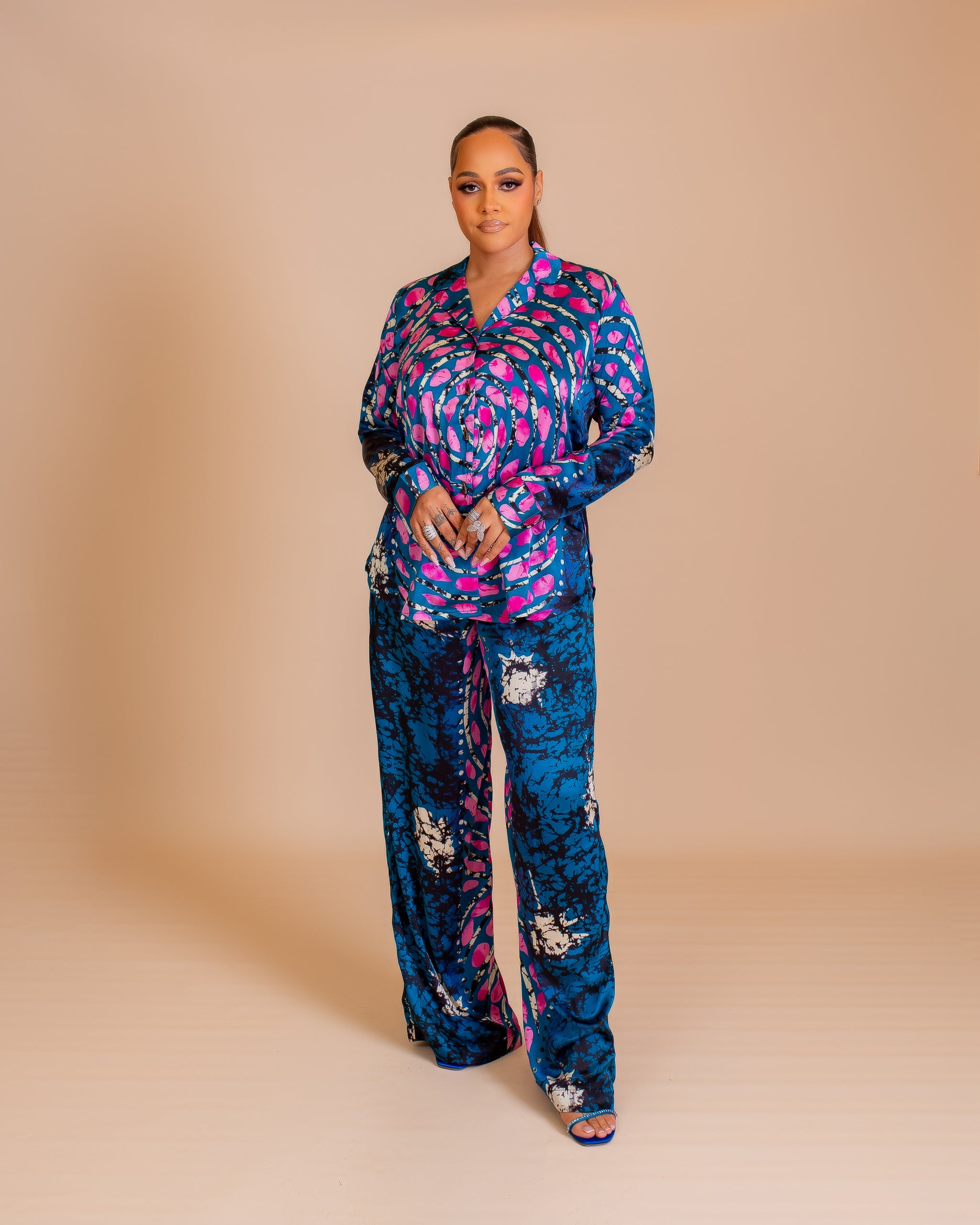 Silk Pj Set (Midnight Swirl)
