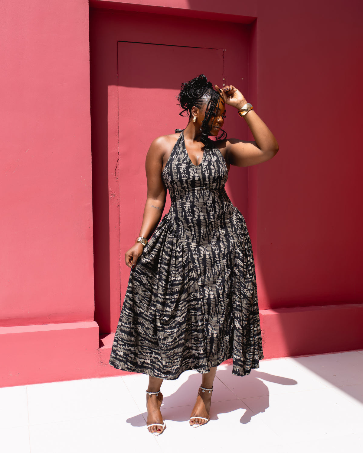 Sienna Halter Dress (Desert Echo Print)