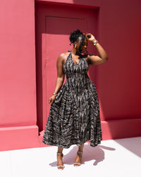 Sienna Halter Dress (Desert Echo Print)