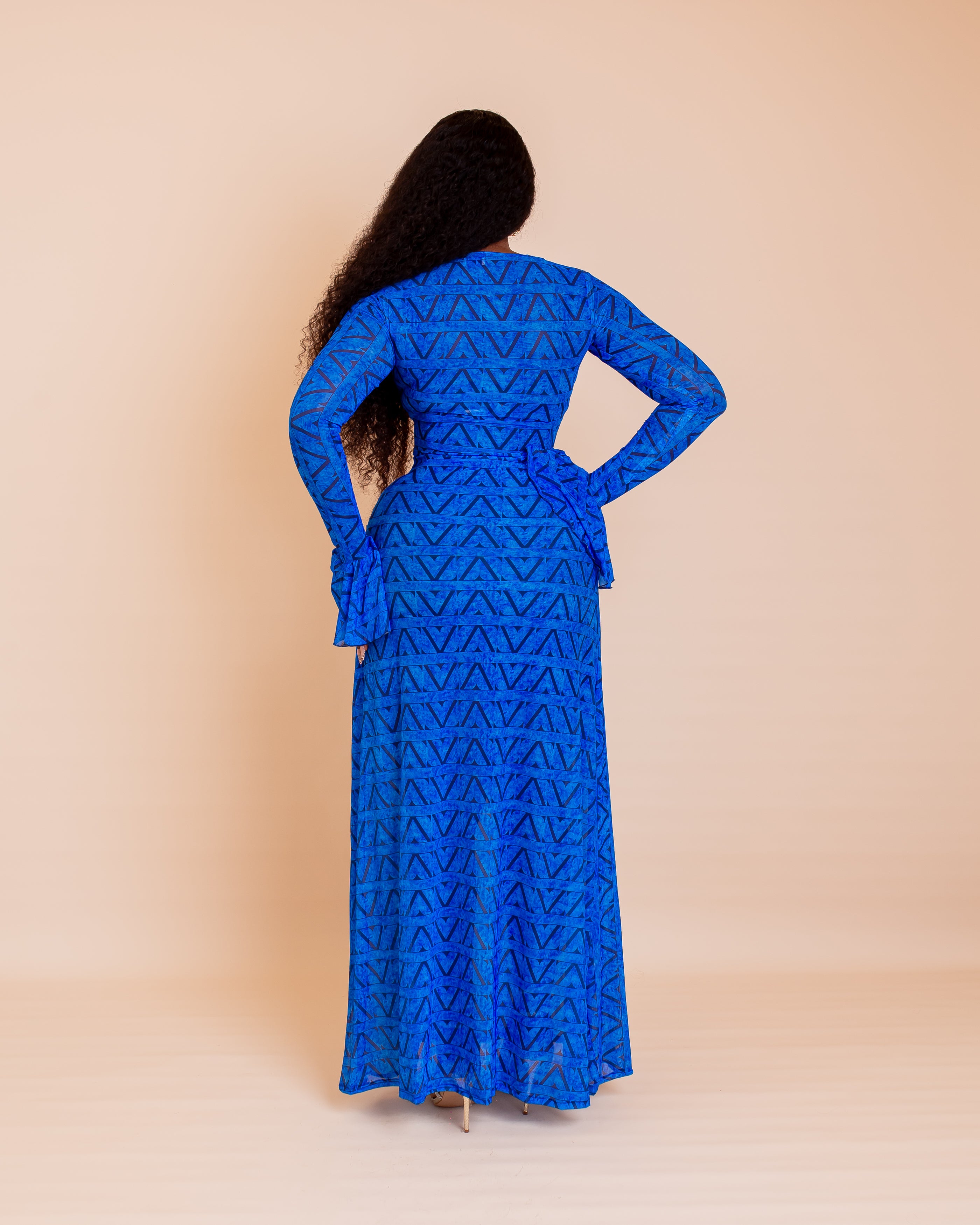 Milan Mesh Dress ( Blue Sapphire Ziva Print)