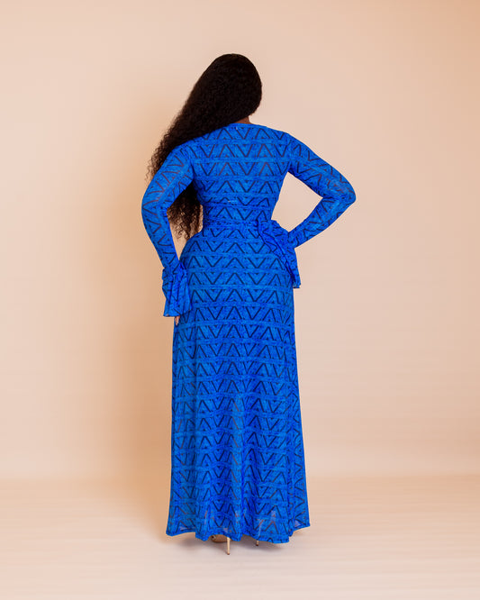 Milan Mesh Dress ( Blue Sapphire Ziva Print)