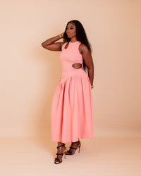 Zaraia Midi Dress (Coral )