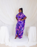 Drawstring Silk Kaftan (Violet Reef)