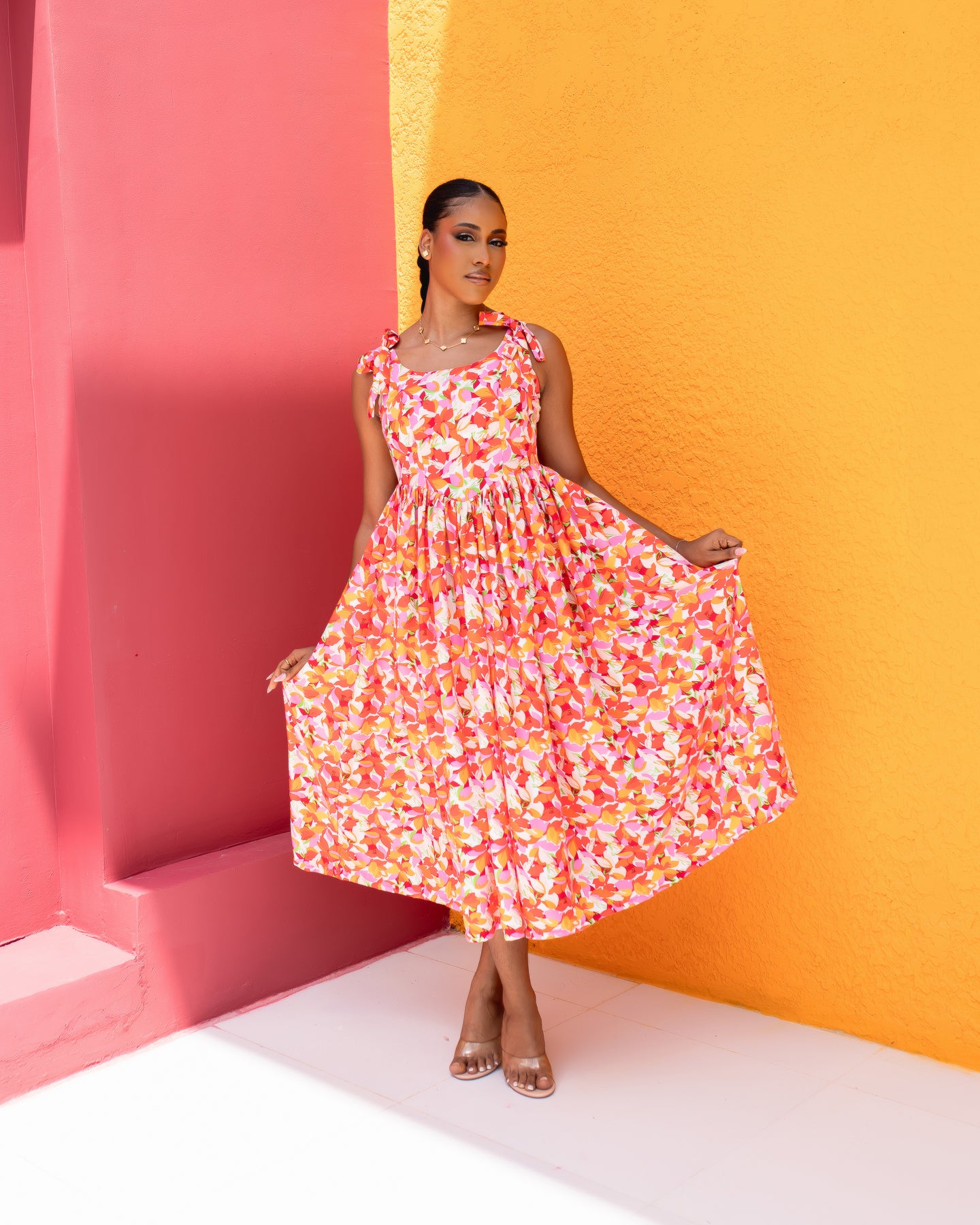 Tara Midi Dress(Petal Bloom Print)