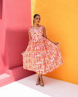 Tara Midi Dress(Petal Bloom Print)