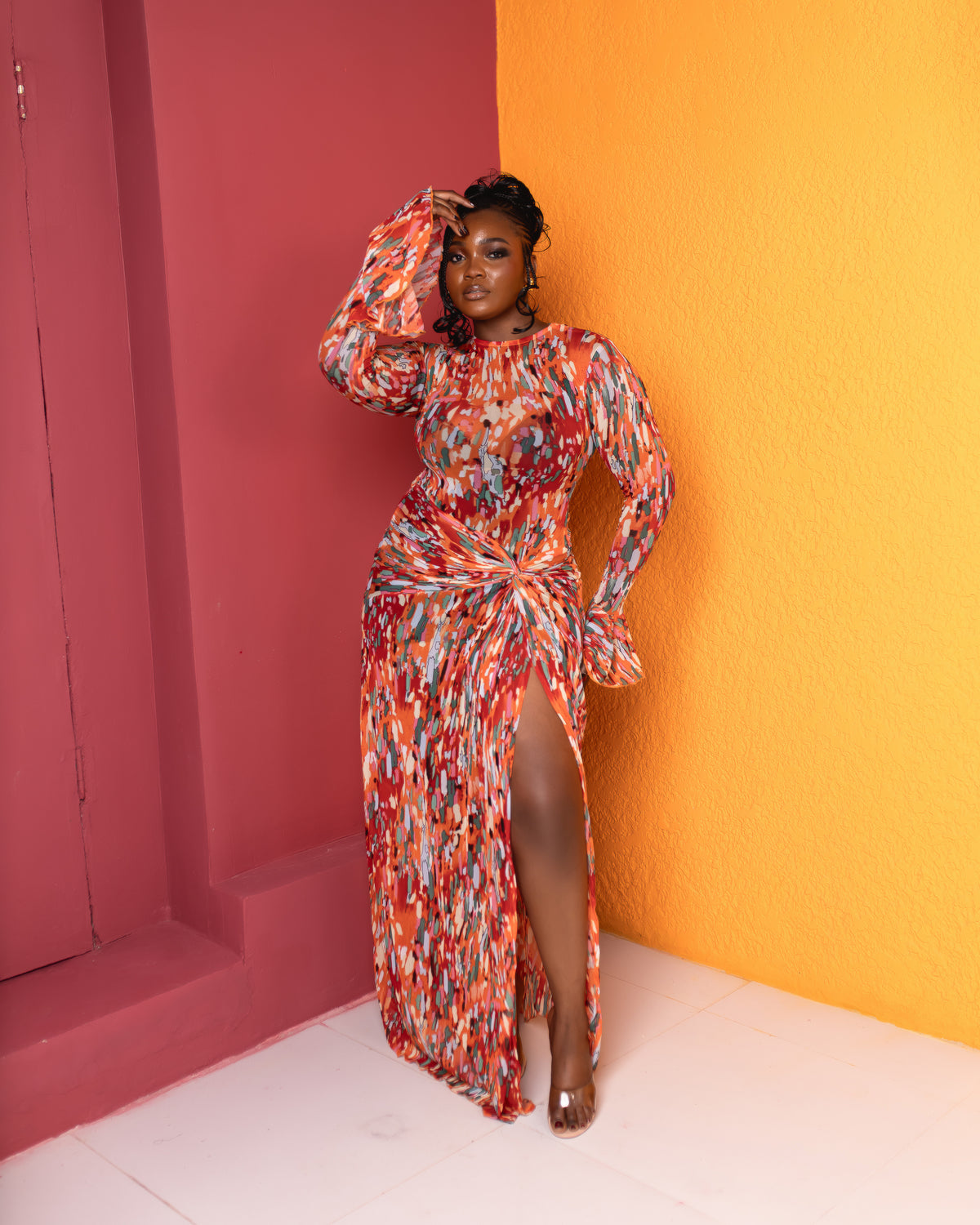 Milan Mesh Dress (Terra Mosaic Print)
