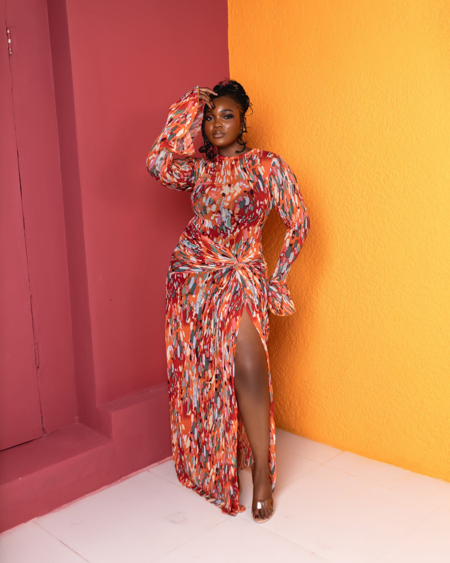Milan Mesh Dress (Terra Mosaic Print)