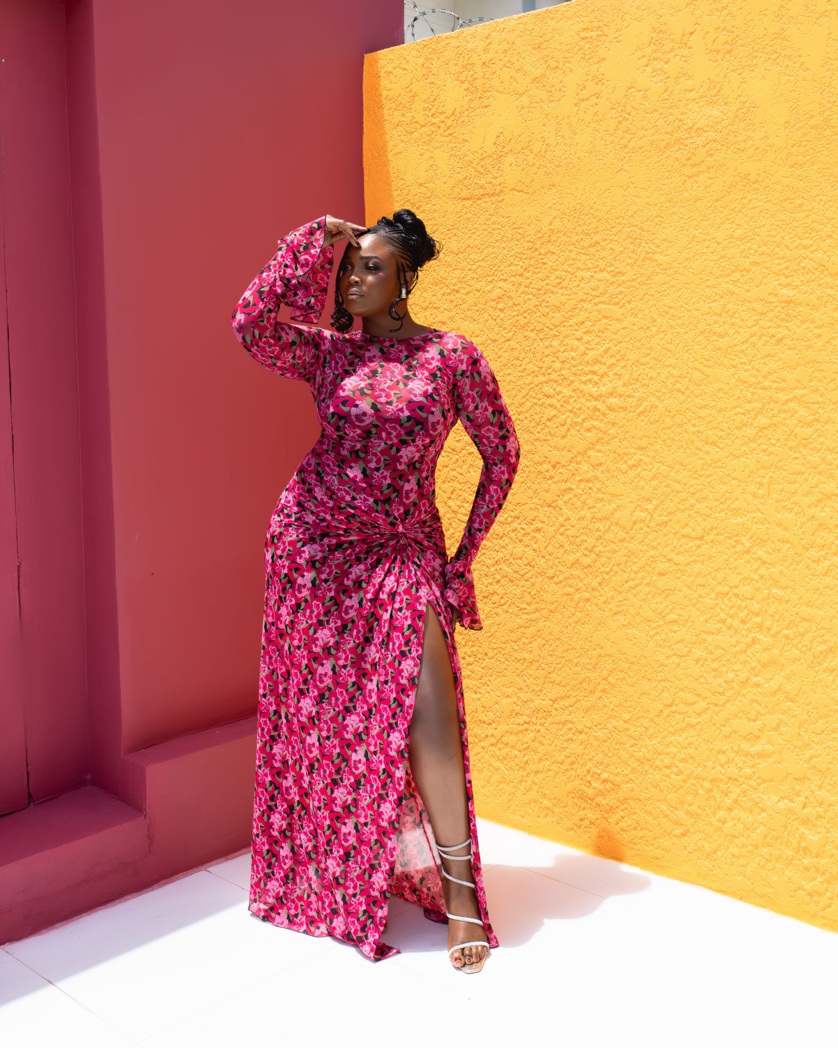 Milan Mesh Dress (Rosé Garden Print)