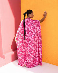 Aminah Silk Bubu(Pink Mosaic Print)
