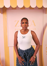 Ziva Signature Tank – White with Black Emblem