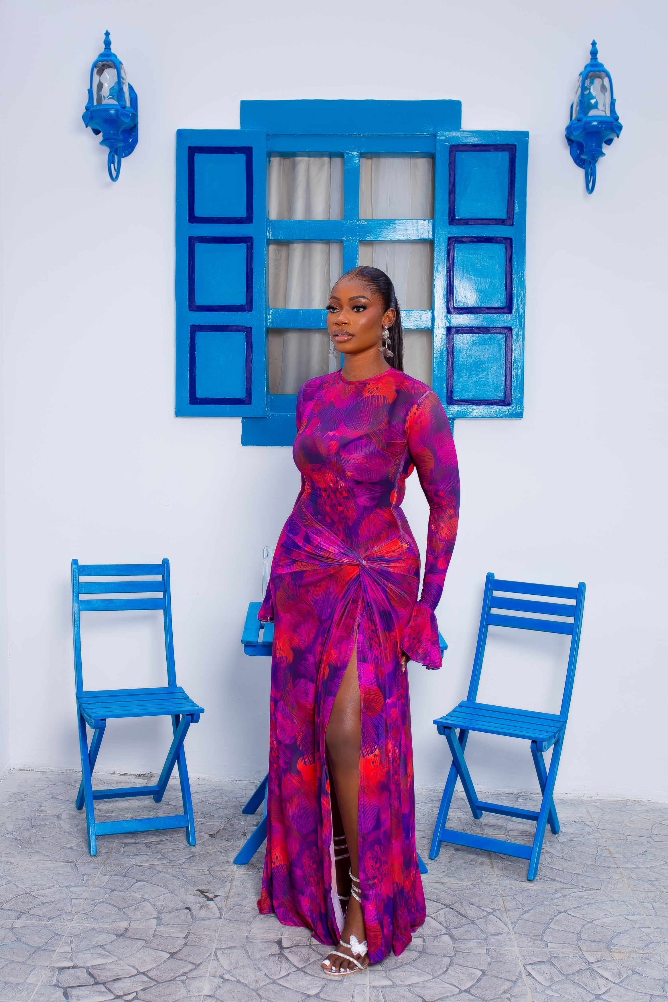 Milan Mesh Dress Purple Haze (Custom Print)